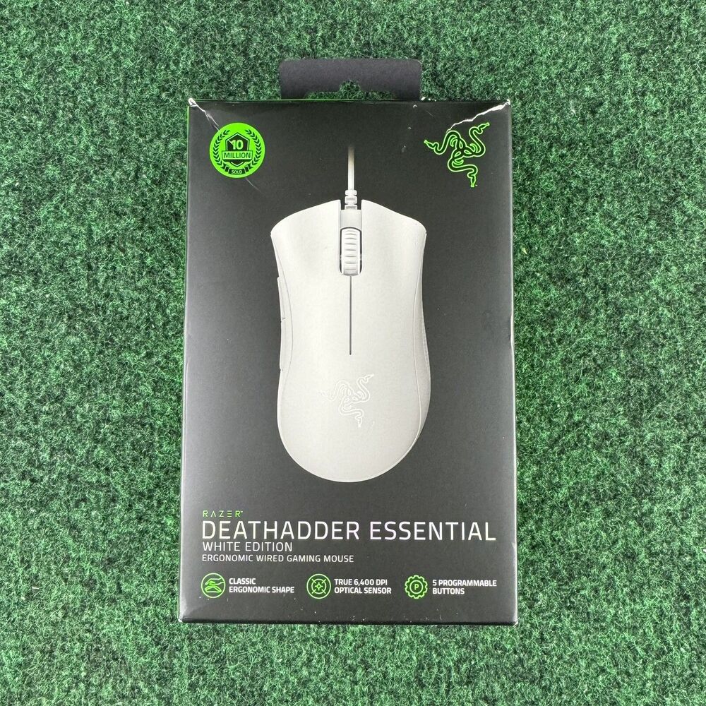 DeathAdder Essential Gaming Mouse: 6400 DPI Optical Sensor -Mercury White
